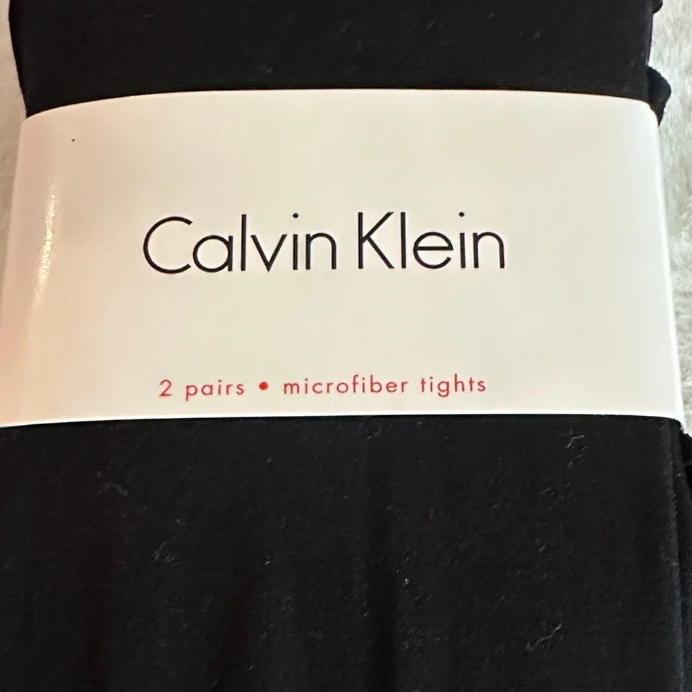 2 Pairs of Calvin Klein Black Microfiber Tights